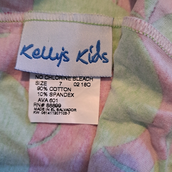 Kelly's Kids size 7 apple design pants with ruffle bottom, pink & lime EUC - Picture 3 of 4